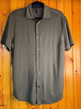 Daniel Hechter Olive Short Sleeve Modal Blend Button-Front Polo Shirt